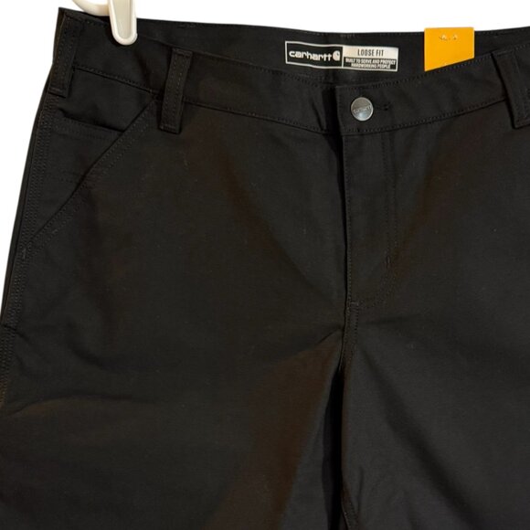 Carhartt Women's Rugged Flex Loose Black Canvas Work Shorts Sz 12 NWT 10" Inseam - Picture 3 of 11
